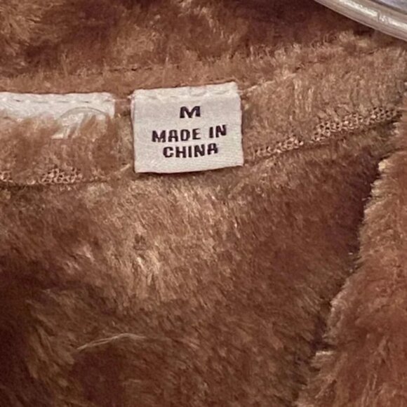 Denim & Co. Microsuede Faux Fur lined Winter vest Brown Size M with Side Pockets - Picture 6 of 10